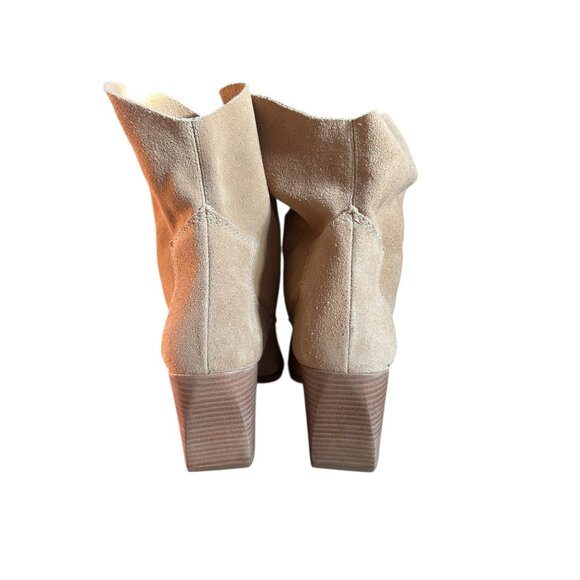 Schutz Tessie Suede Leather Western Boots Womens 9.5 B Tan Slouchy Block Heels - Picture 9 of 13